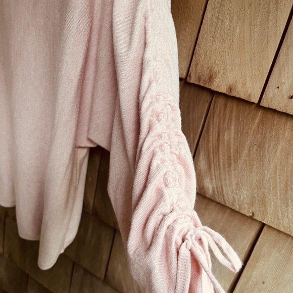 Rose Pink Ruche Sleeve Knit Sweater Max Studio Womens - Picture 2 of 10